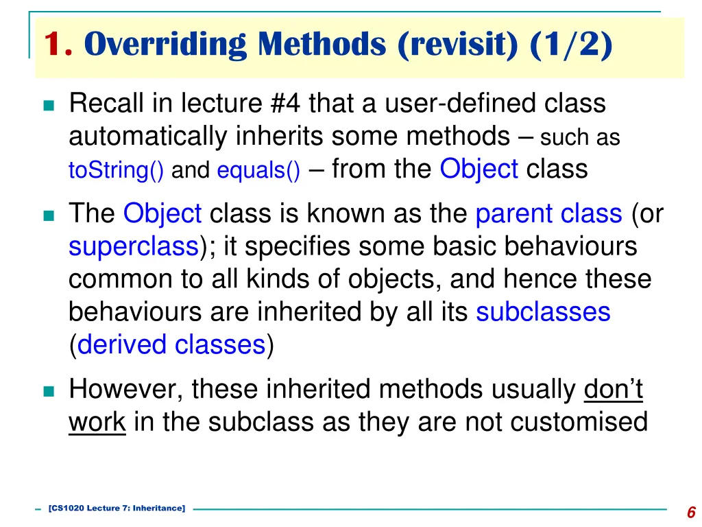 1 overriding methods revisit 1 2