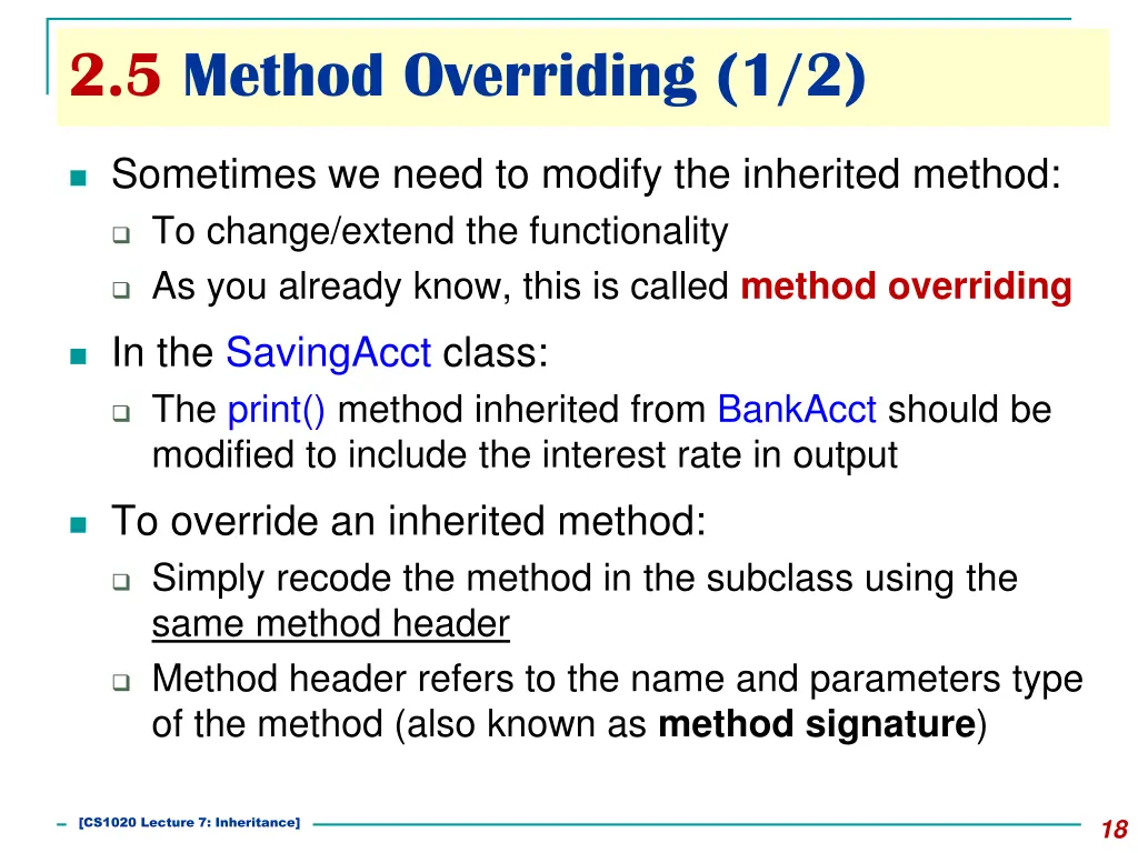 2 5 method overriding 1 2