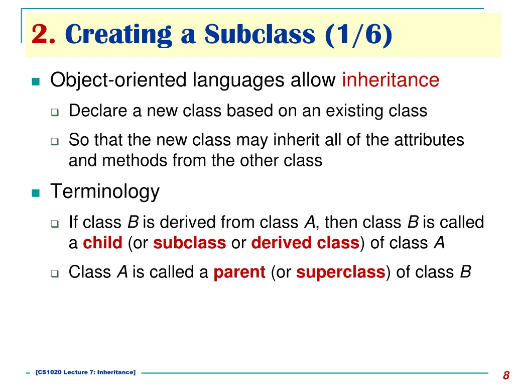 2 creating a subclass 1 6