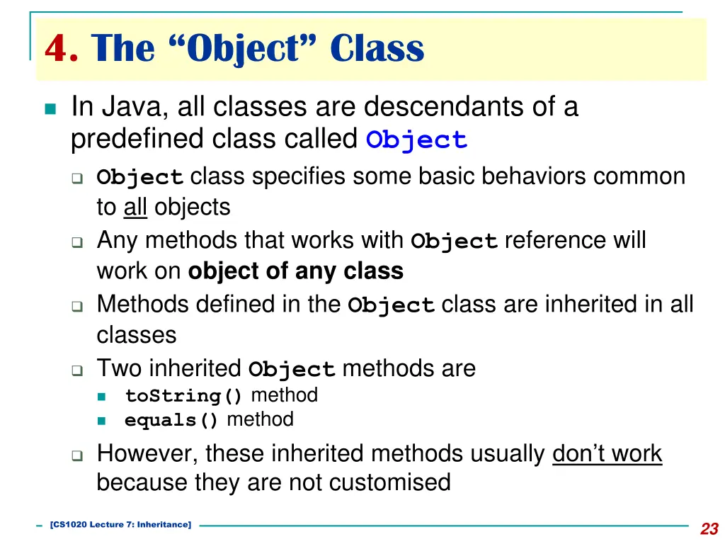 4 the object class