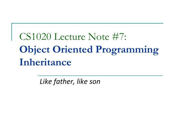 cs1020 lecture note 7 object oriented programming