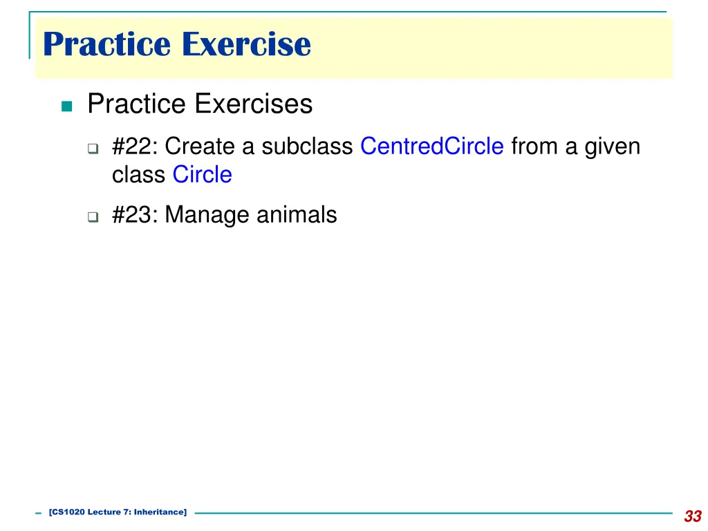 practice exercise