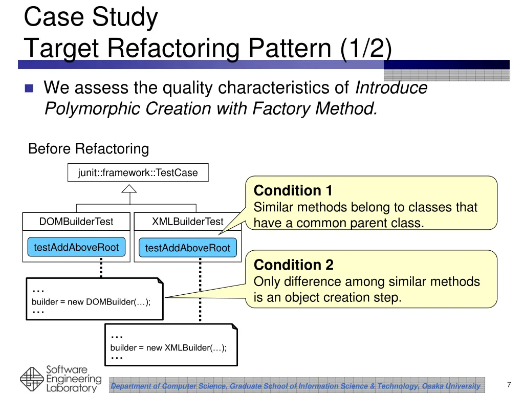 case study target refactoring pattern 1 2