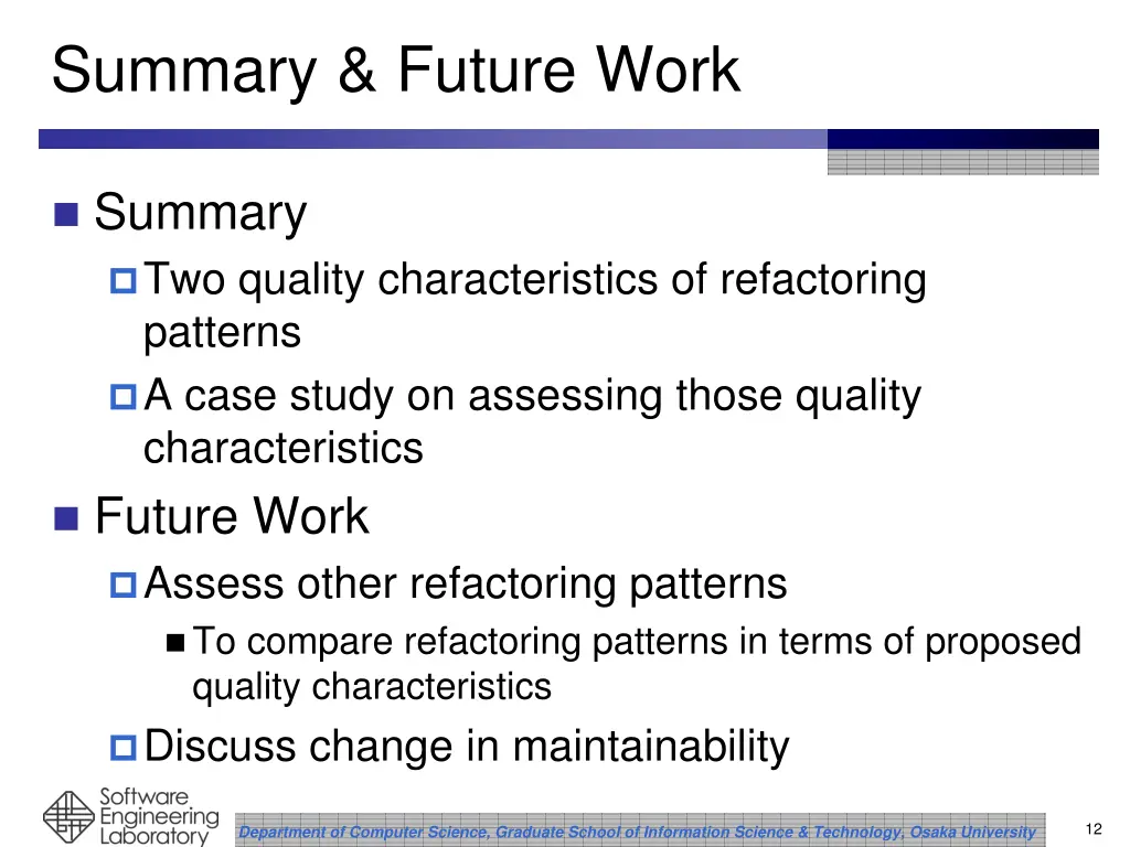 summary future work