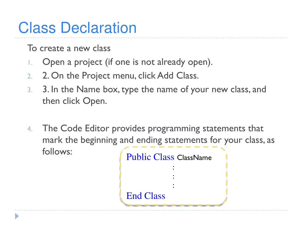 class declaration 1