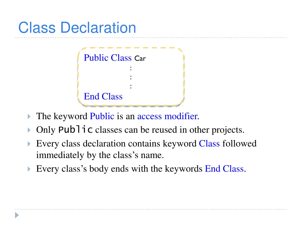 class declaration