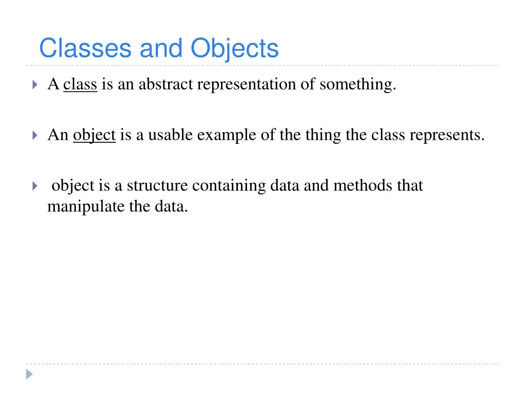 classes and objects