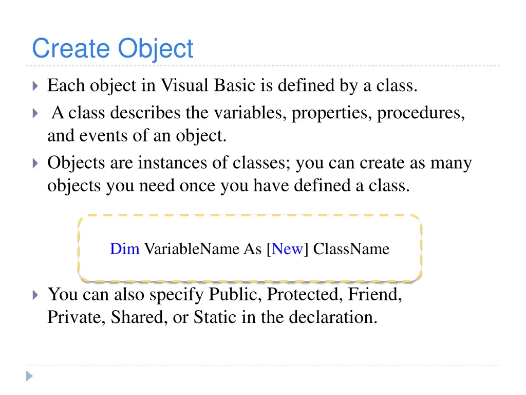 create object