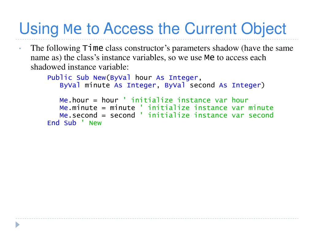 using me to access the current object 2