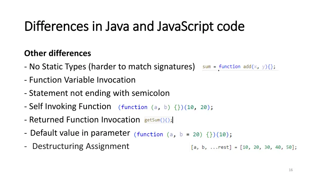 differences in java and javascript code 5