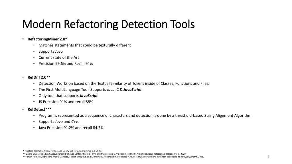 modern refactoring detection tools modern