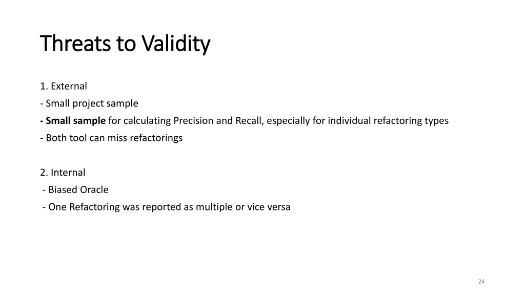 threats to validity threats to validity