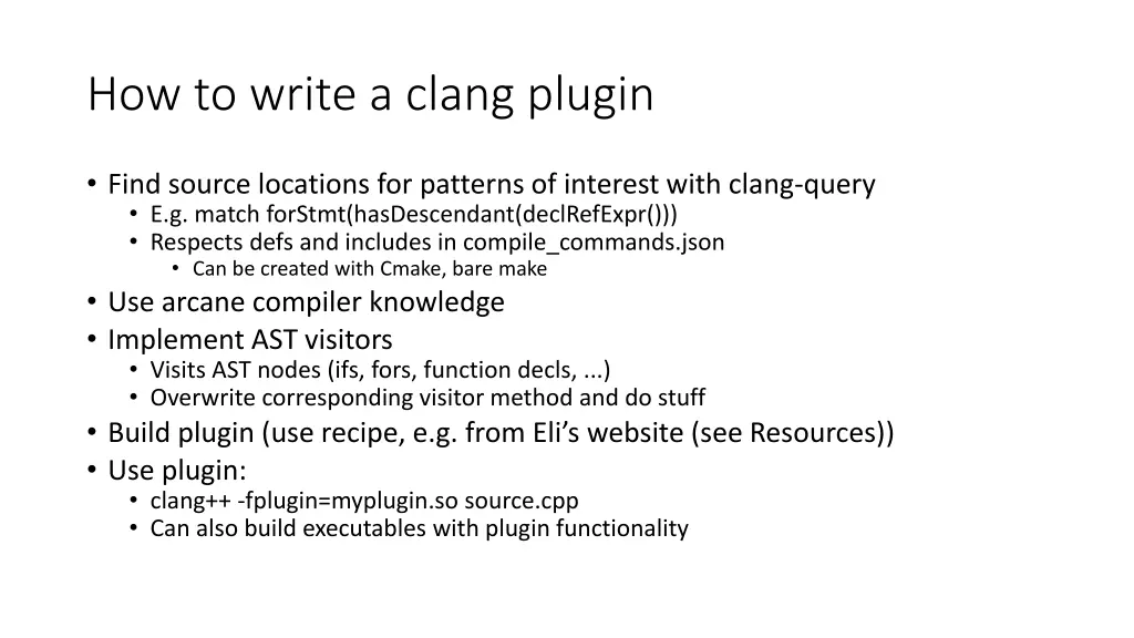 how to write a clang plugin