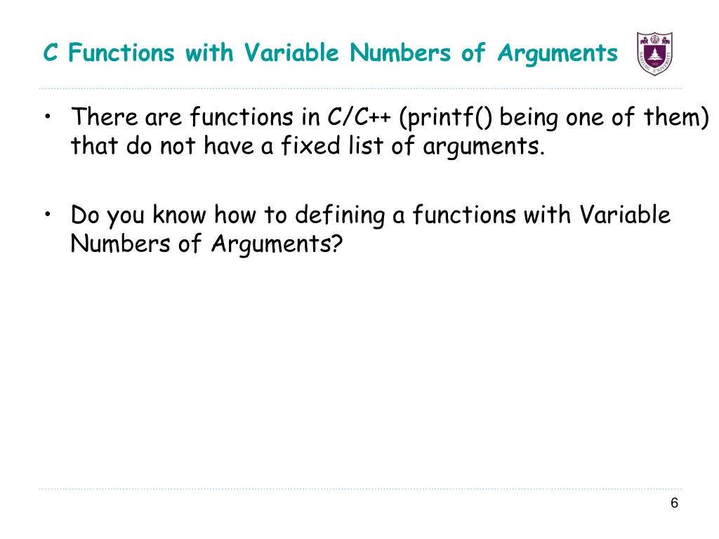 c functions with variable numbers of arguments