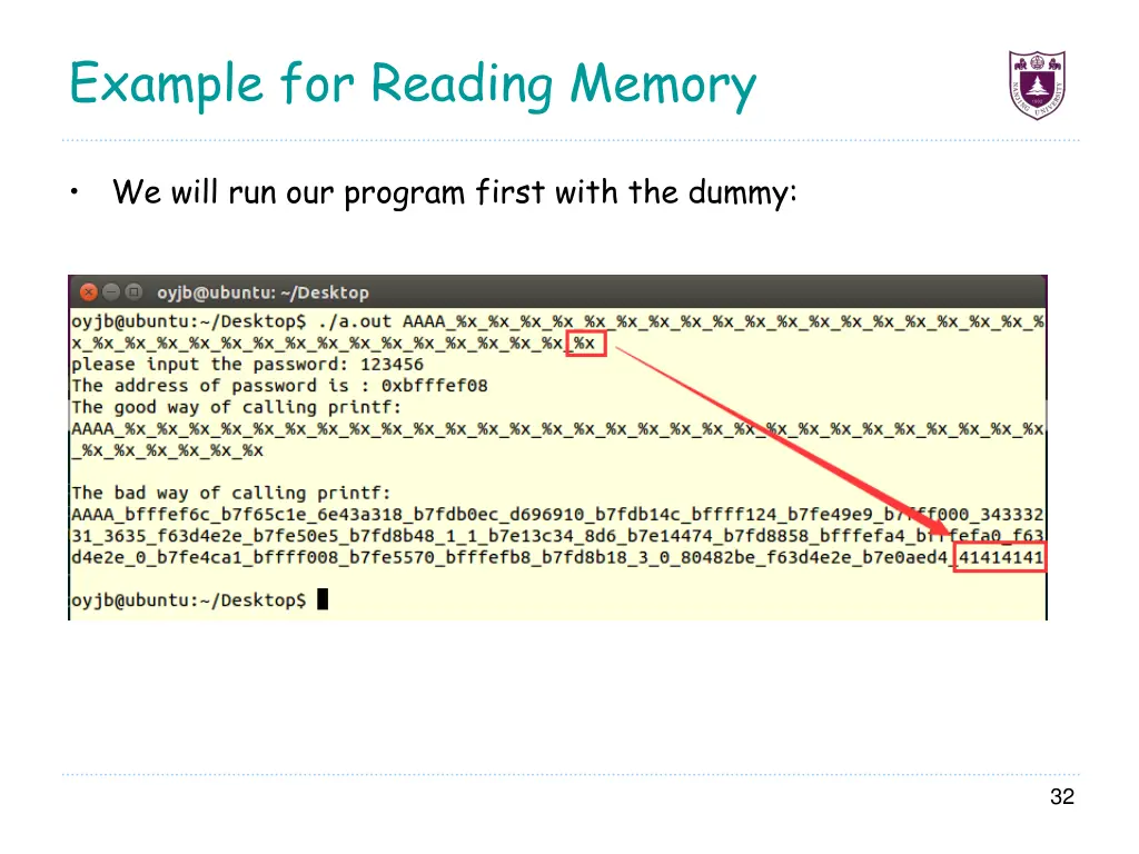example for reading memory 1