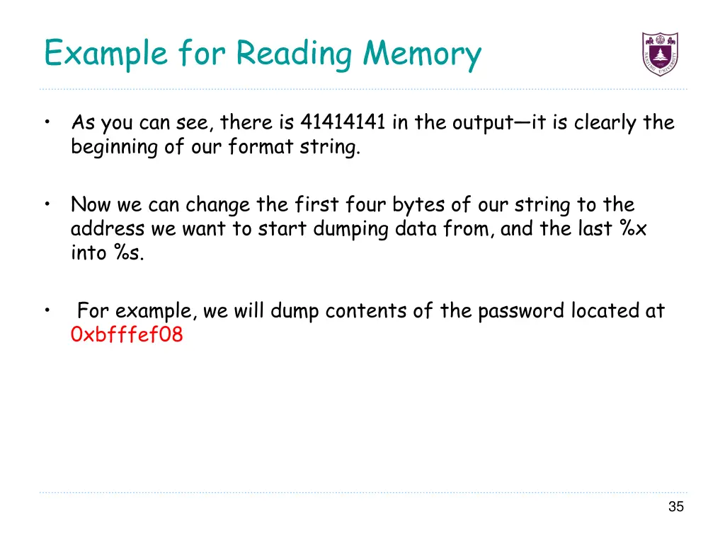 example for reading memory 2