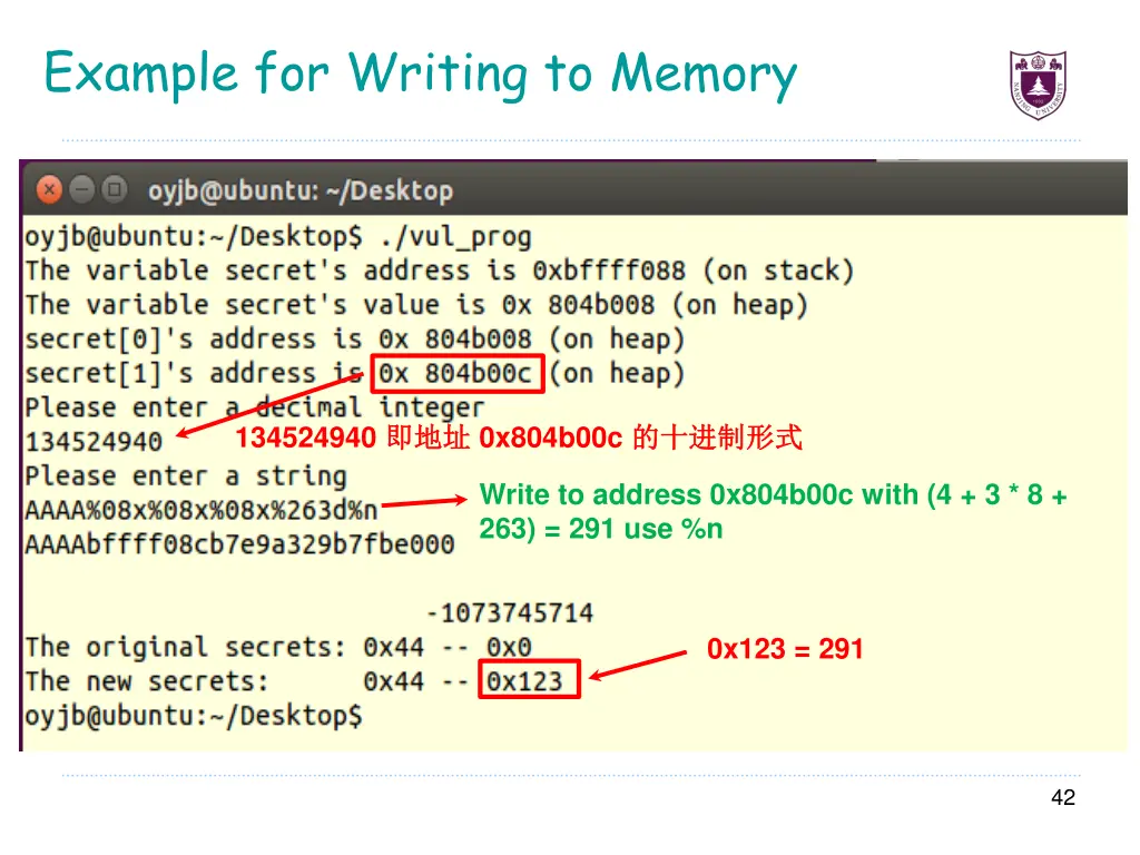 example for writing to memory 4