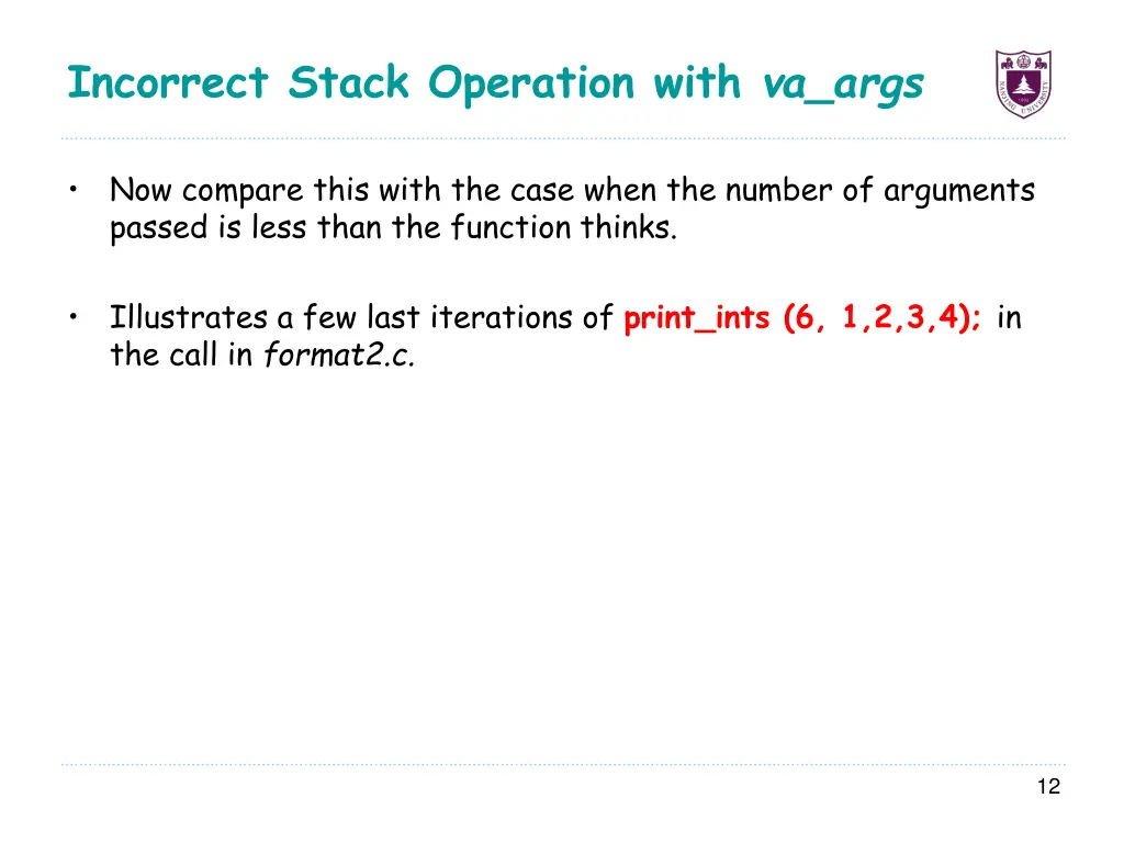 incorrect stack operation with va args