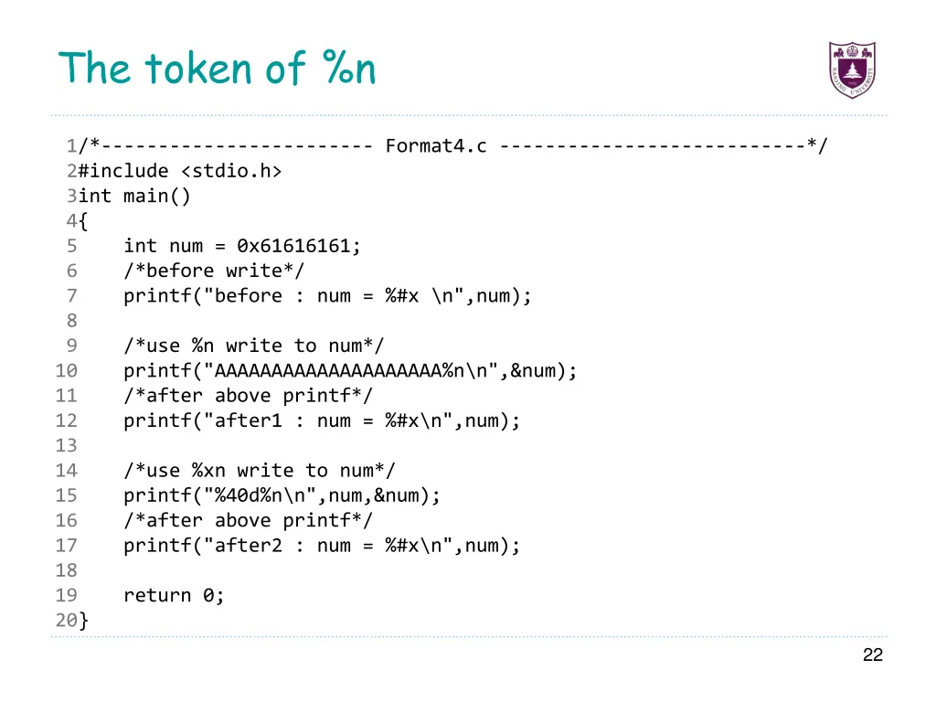 the token of n