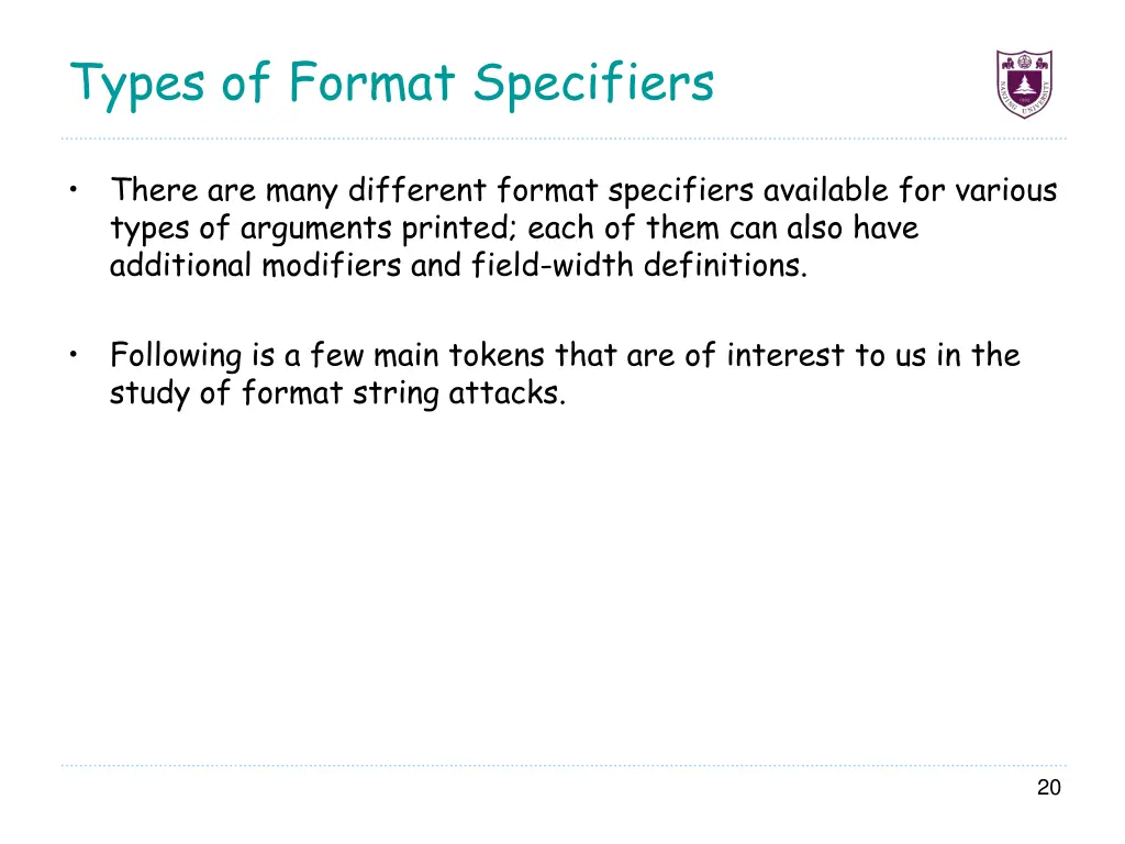 types of format specifiers