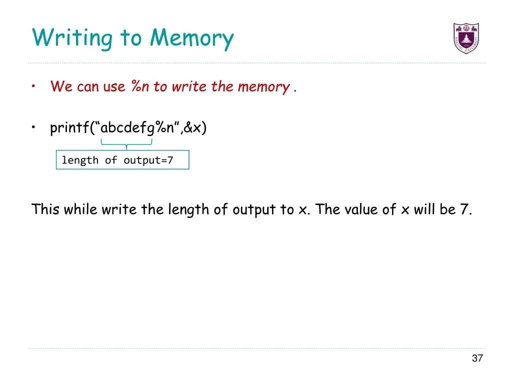 writing to memory