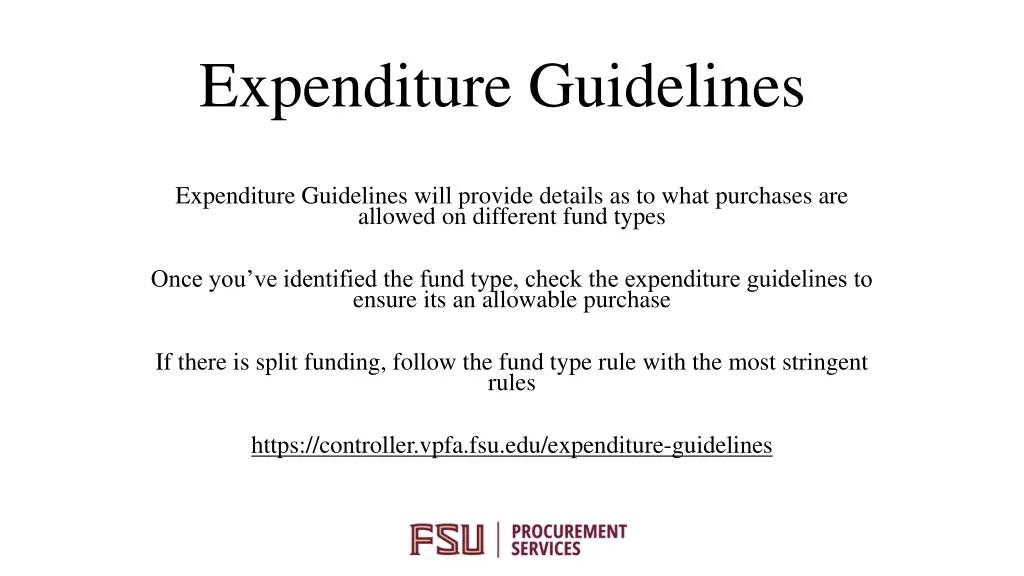 expenditure guidelines