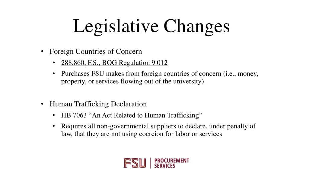 legislative changes