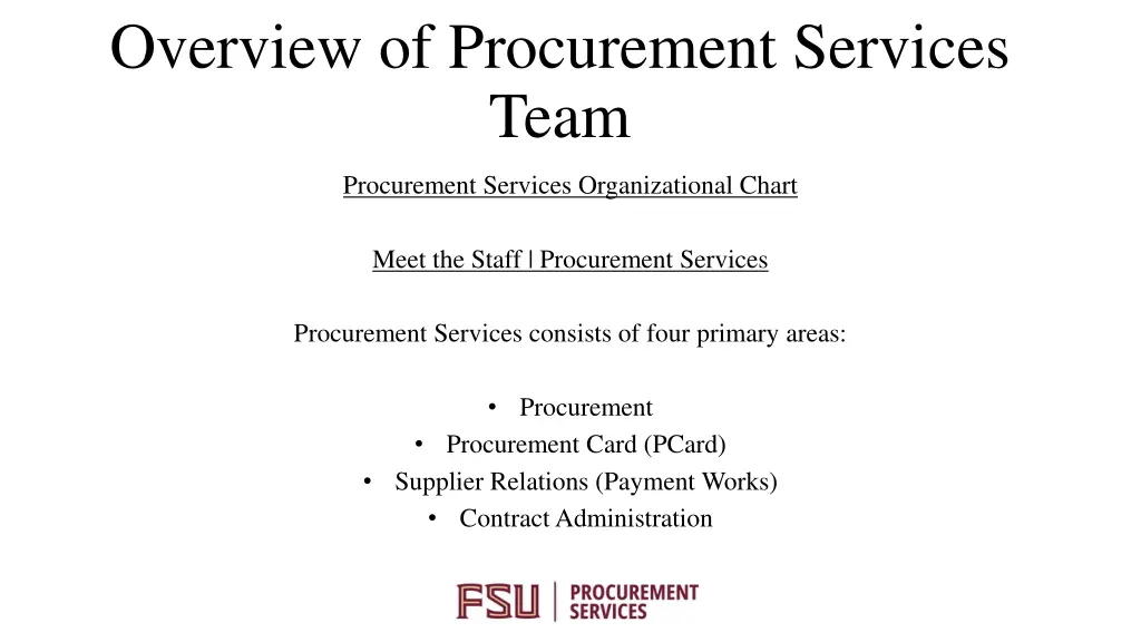 overview of procurement services team