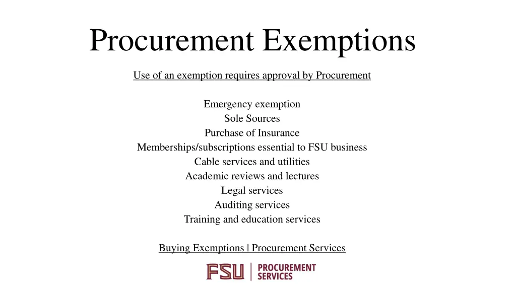 procurement exemptions