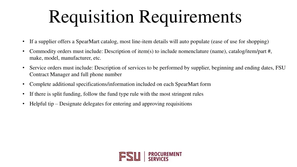 requisition requirements