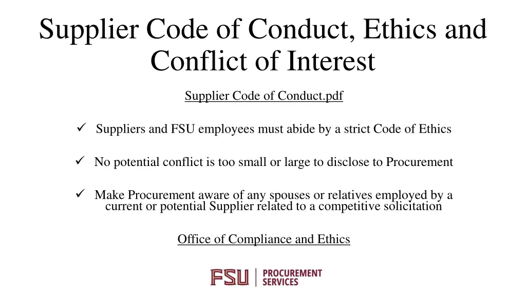 supplier code of conduct ethics and conflict