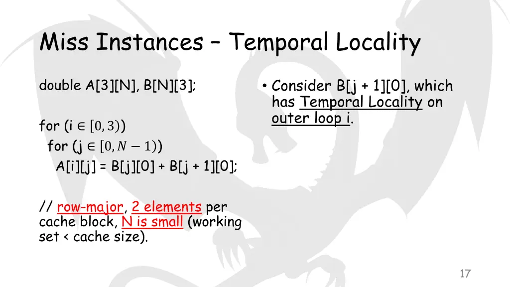 miss instances temporal locality