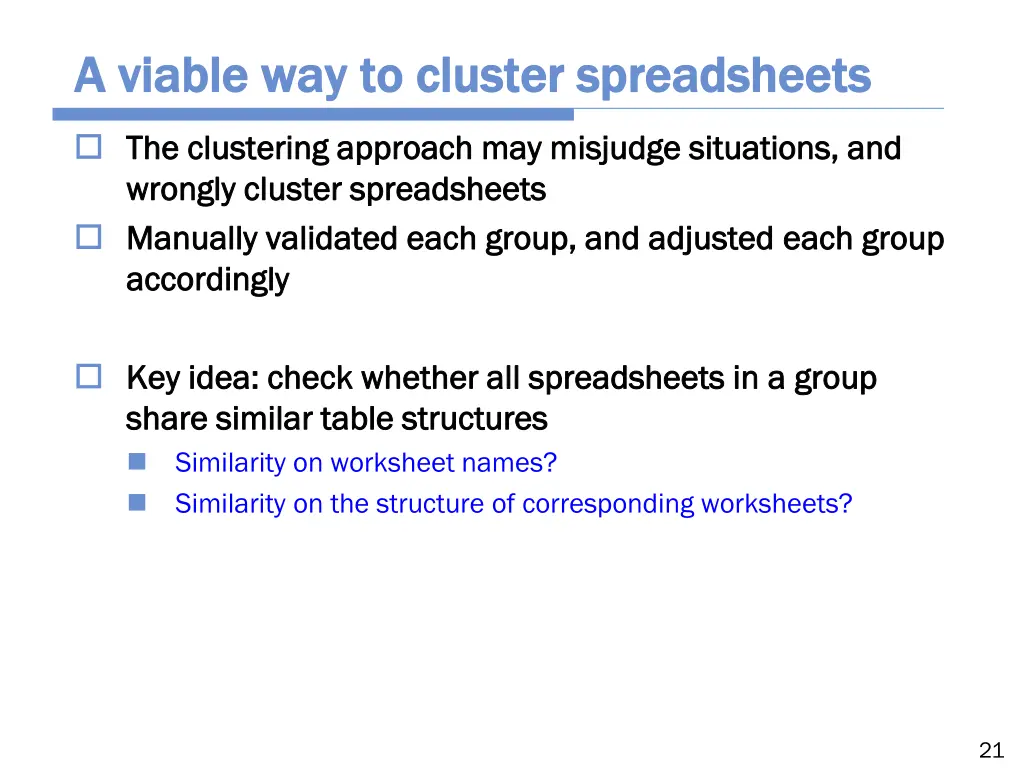 a viable way to cluster spreadsheets a viable 1