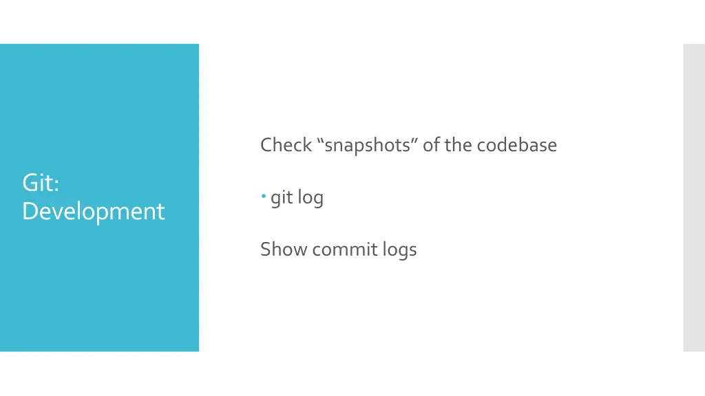 check snapshots of the codebase