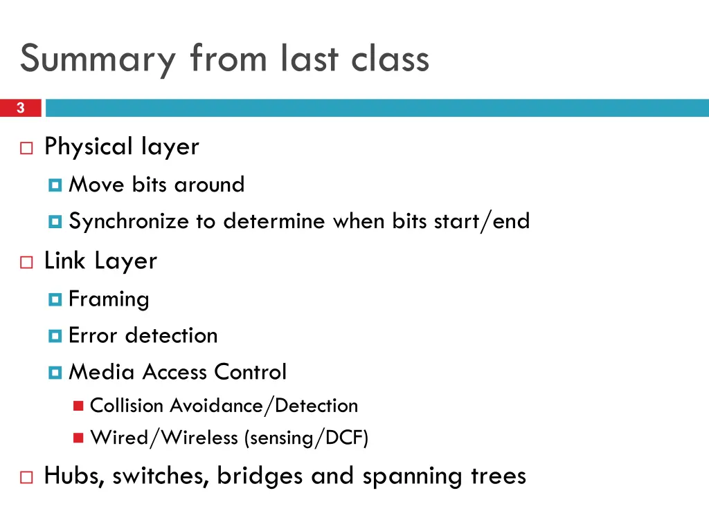 summary from last class