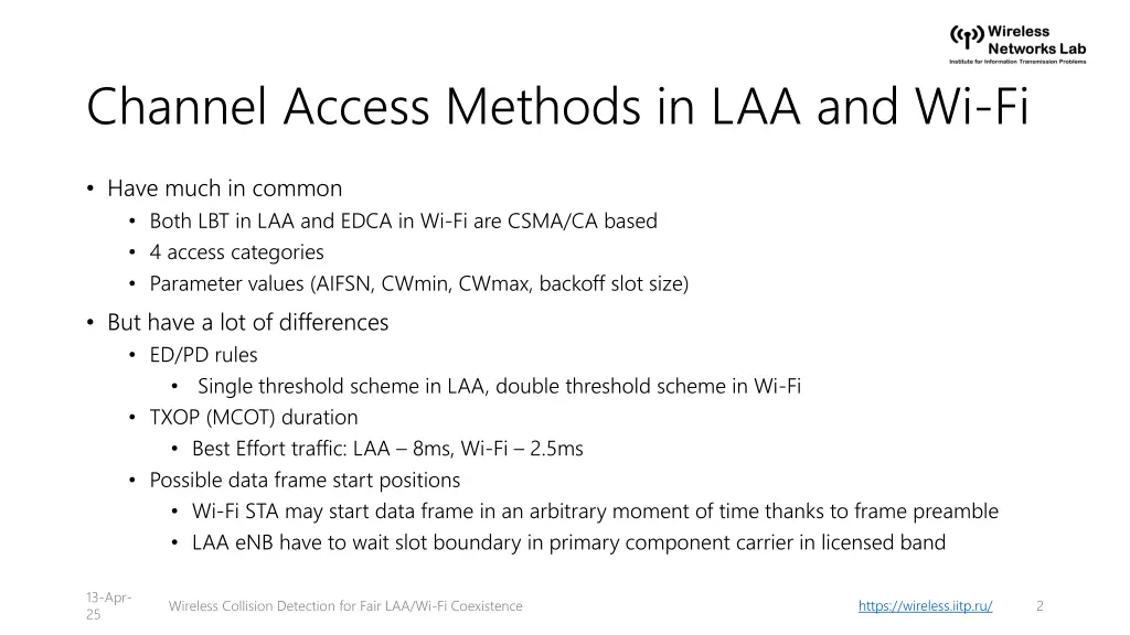 channel access methods in laa and wi fi