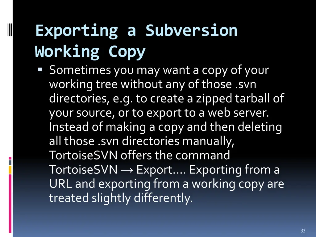 exporting a subversion working copy sometimes