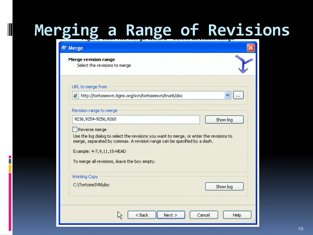 merging a range of revisions