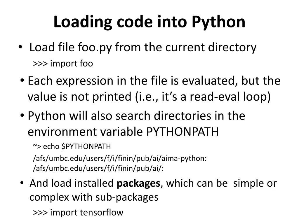 loading code into python