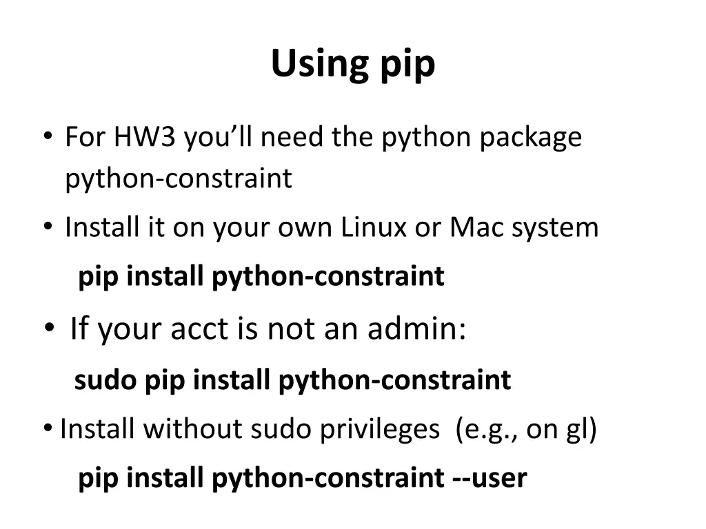 using pip