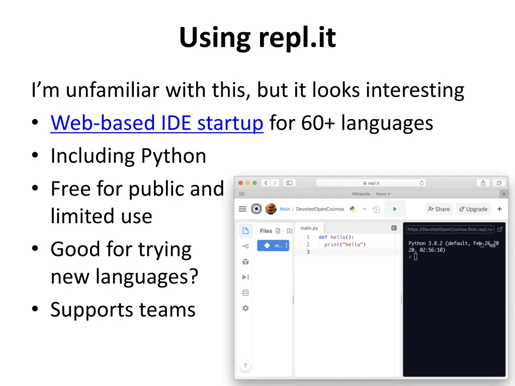 using repl it 1