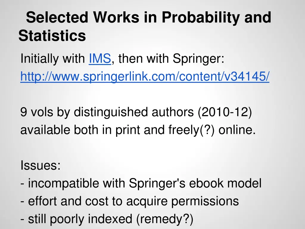 selected works in probability and statistics