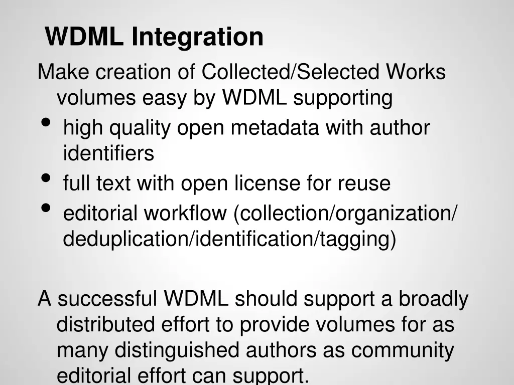 wdml integration make creation of collected