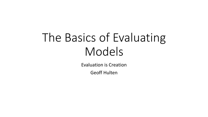 the basics of evaluating models