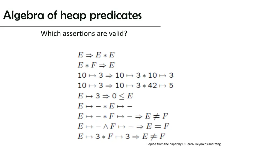 algebra of heap predicates