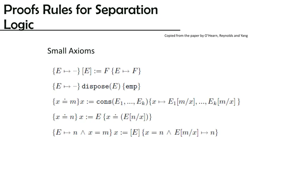 proofs rules for separation logic