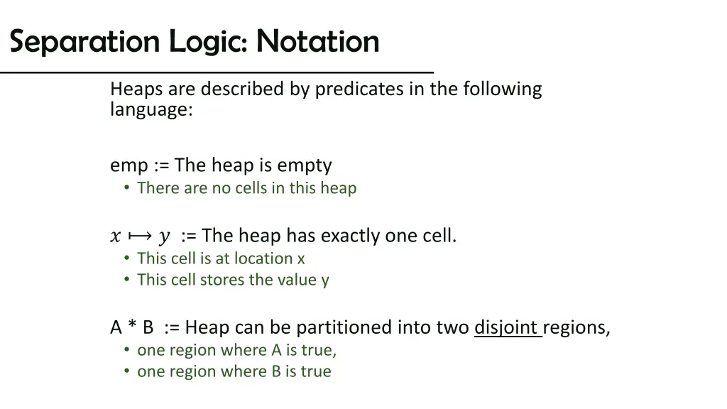 separation logic notation