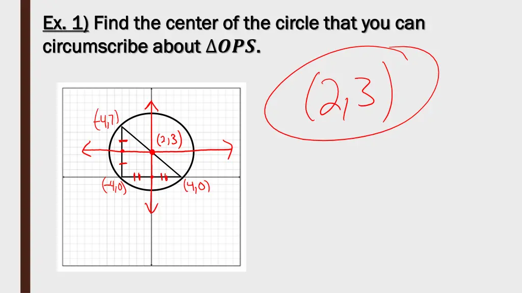ex 1 ex 1 find the center of the circle that