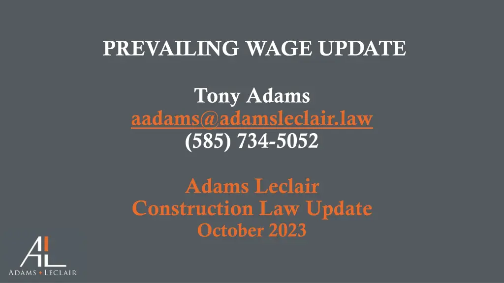 prevailing wage update