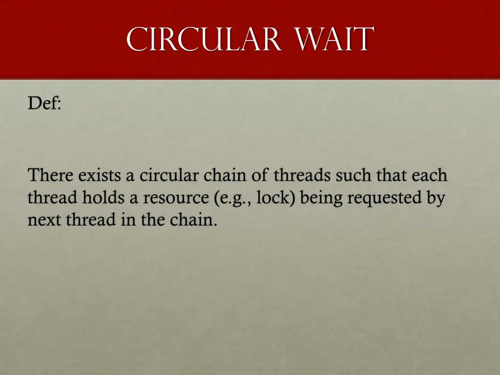 circular wait